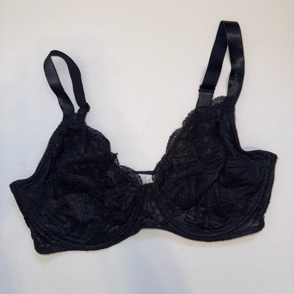 Calvin Klein Lace Underwire Bra (Black) Women’s Size 36DD Sheer Unlined - Picture 2 of 10